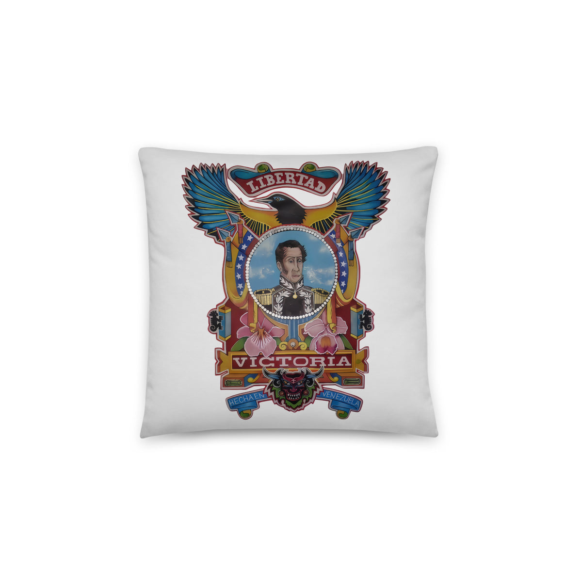 14×14 throw pillow, back view – El Libertador home decor by Bareta Fina Designs