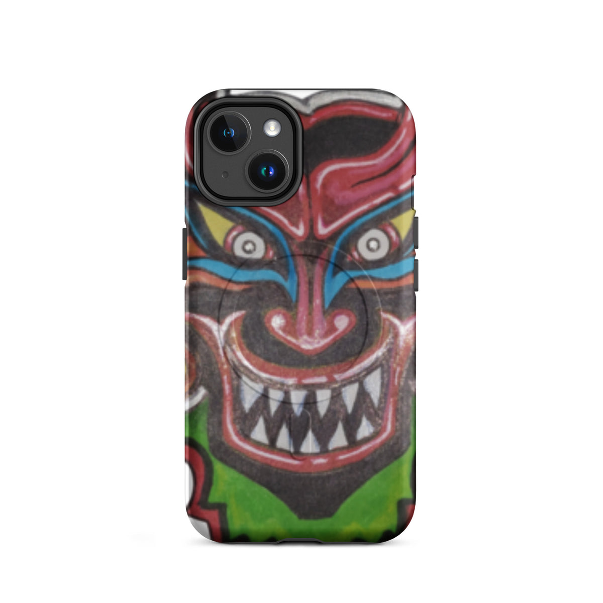 Dancing Demon MagSafe iPhone Case for iPhone 14, hand-drawn Diablos Danzantes mask design
