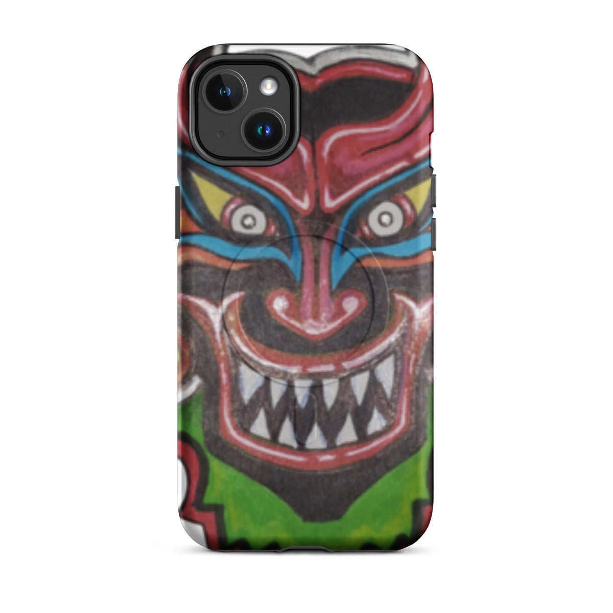 Dancing Demon MagSafe iPhone Case for iPhone 14 Plus, hand-drawn Diablos Danzantes mask design