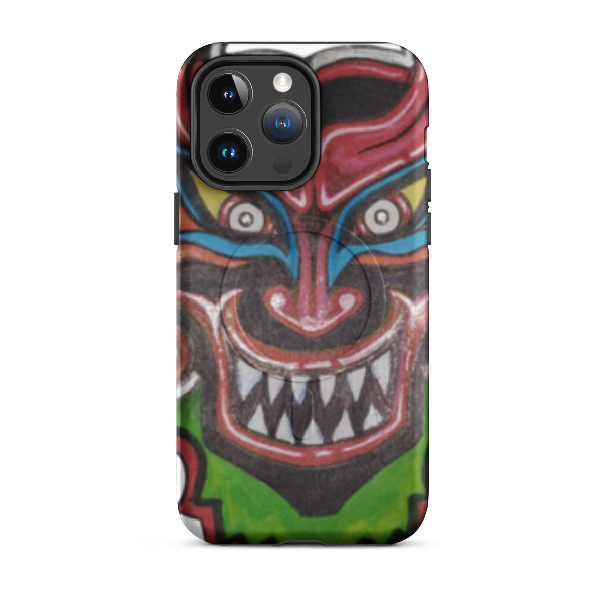Dancing Demon MagSafe iPhone Case for iPhone 14 Pro Max, hand-drawn Diablos Danzantes mask design