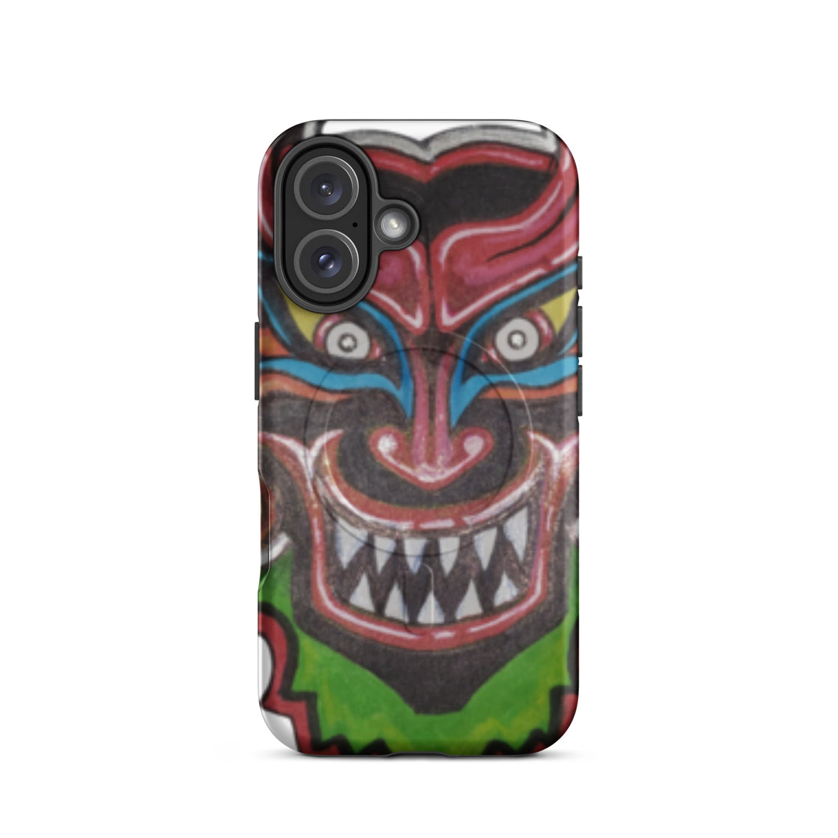 Dancing Demon MagSafe iPhone Case for iPhone 16, hand-drawn Diablos Danzantes mask design