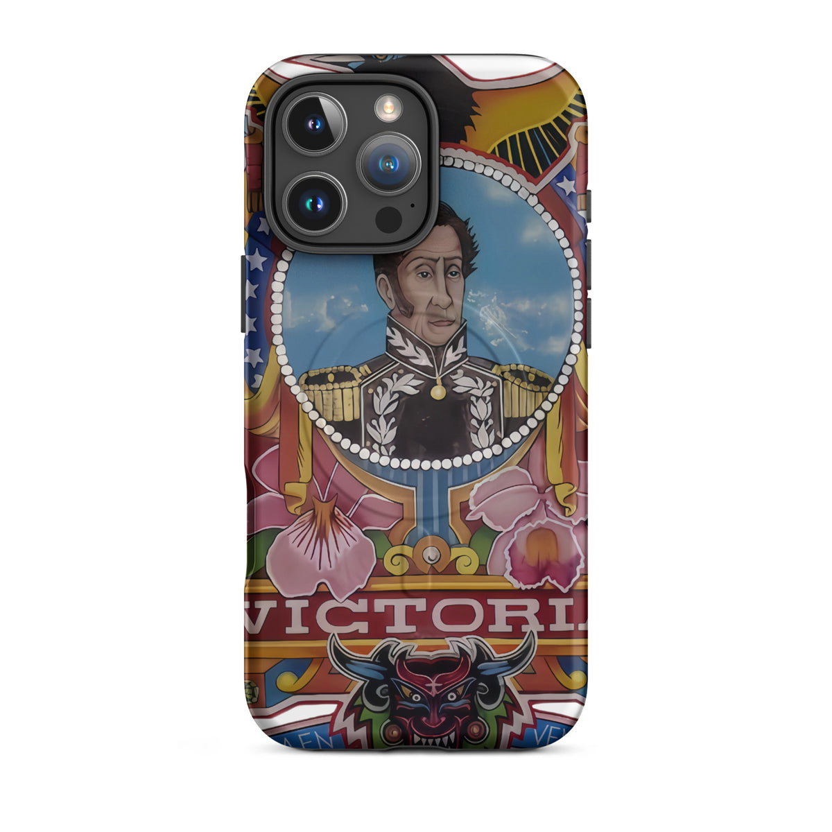 Matte MagSafe® case for iPhone® 16 Pro Max featuring my hand-drawn El Libertador Simón Bolívar design