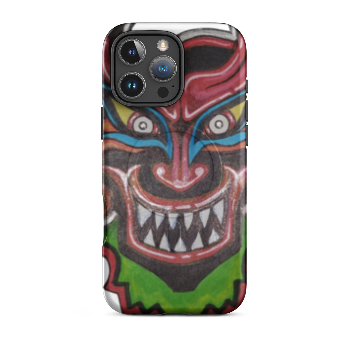 Dancing Demon MagSafe iPhone Case for iPhone 16 Pro Max, hand-drawn Diablos Danzantes mask design