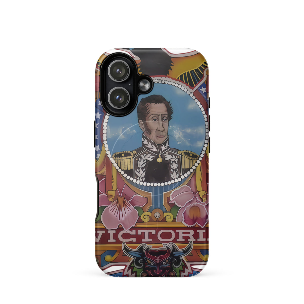 Matte MagSafe® case for iPhone® 17 featuring my hand-drawn El Libertador Simón Bolívar design