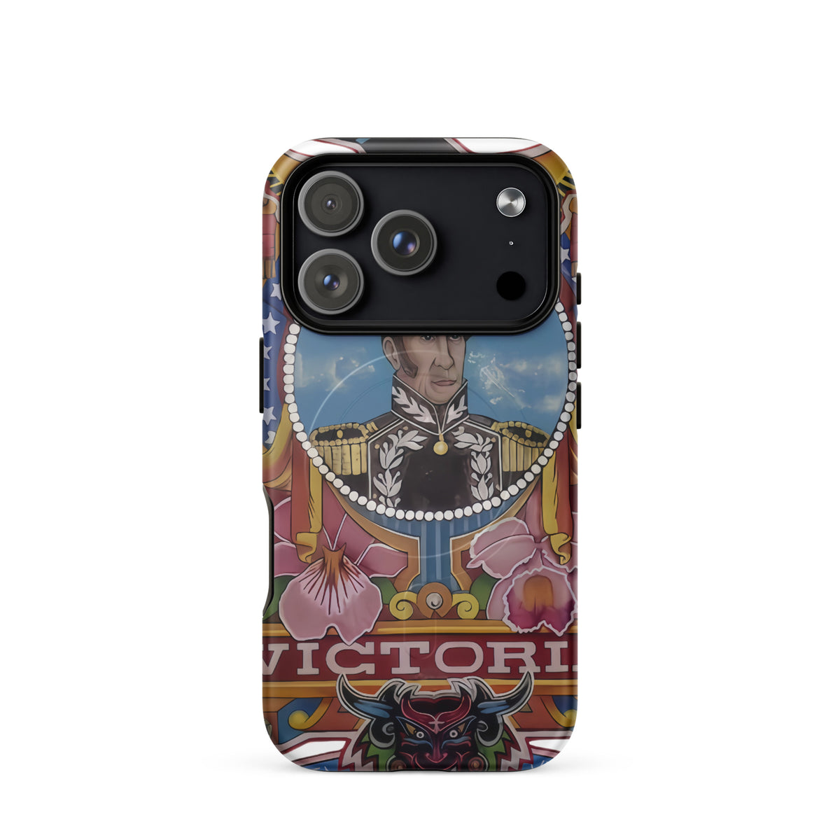 Matte MagSafe® case for iPhone® 17 Pro featuring my hand-drawn El Libertador Simón Bolívar design