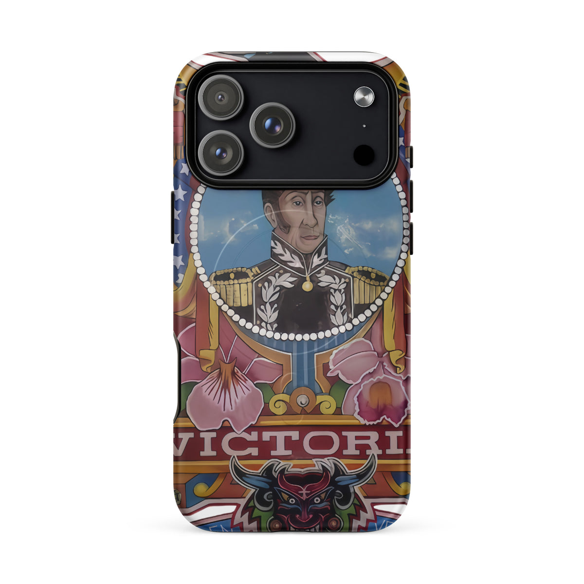 Matte MagSafe® case for iPhone® 17 Pro Max featuring my hand-drawn El Libertador Simón Bolívar design
