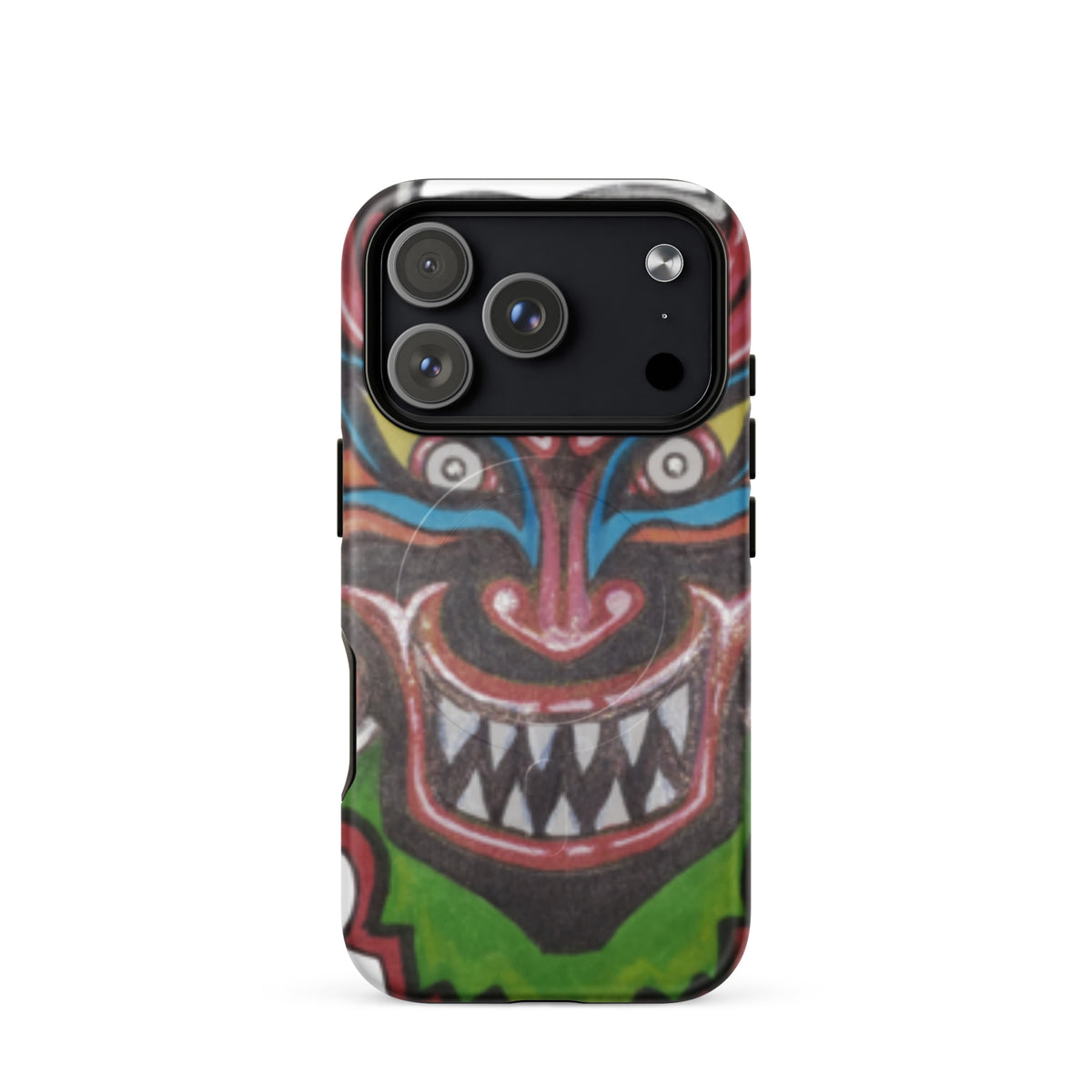 Dancing Demon MagSafe iPhone Case for iPhone 18 Pro, hand-drawn Diablos Danzantes mask design
