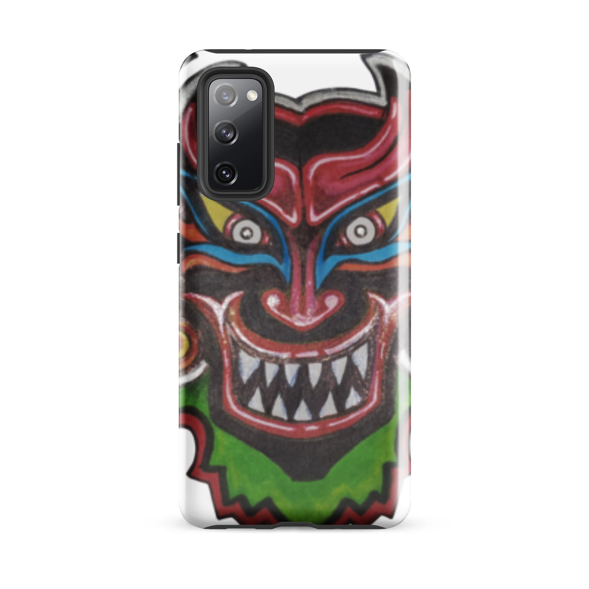 Dancing Demon Tough Case for Samsung Galaxy S20 FE, glossy finish, hand-drawn Diablos Danzantes mask design