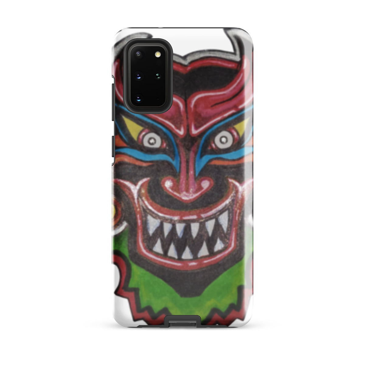 Dancing Demon Tough Case for Samsung Galaxy S20 Plus, glossy finish, hand-drawn Diablos Danzantes mask design