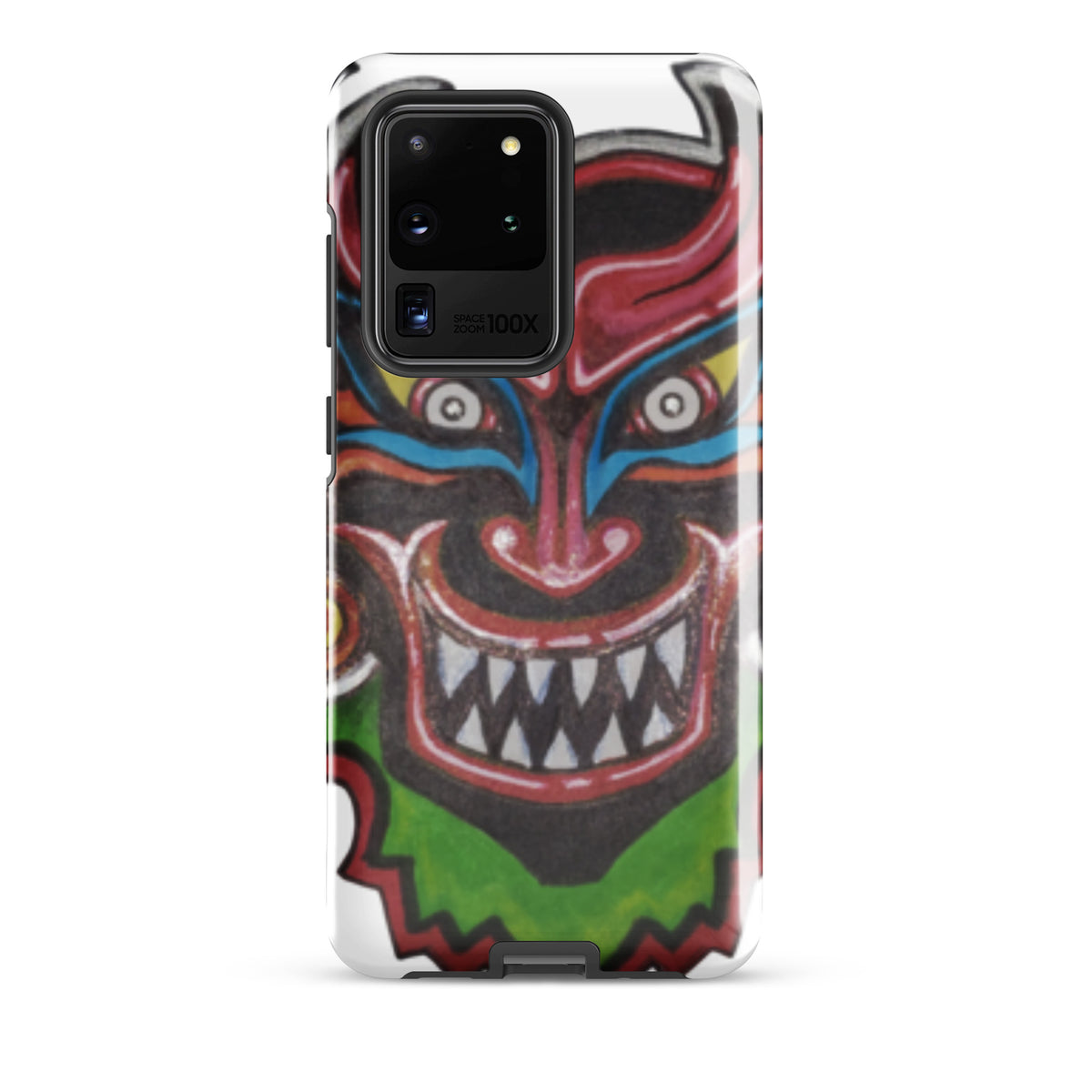 Dancing Demon Tough Case for Samsung Galaxy S20 Ultra, glossy finish, hand-drawn Diablos Danzantes mask design