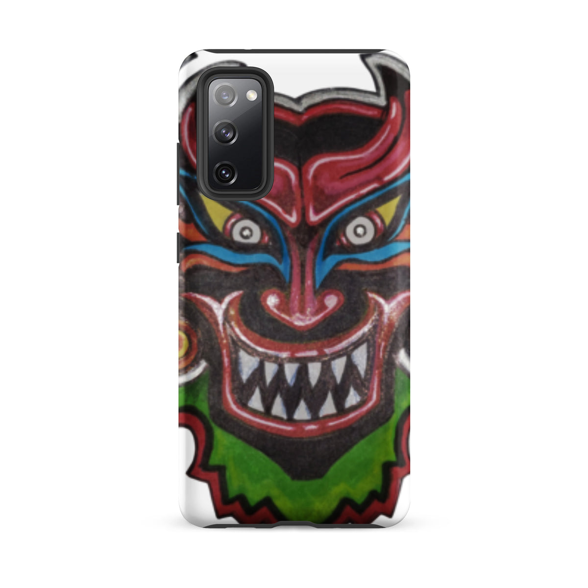Dancing Demon Tough Case for Samsung Galaxy S20 FE, matte finish, hand-drawn Diablos Danzantes mask design