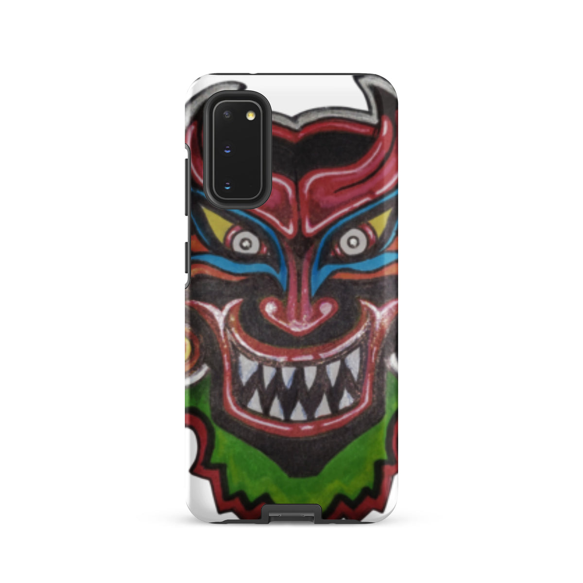 Dancing Demon Tough Case for Samsung Galaxy S20, matte finish, hand-drawn Diablos Danzantes mask design