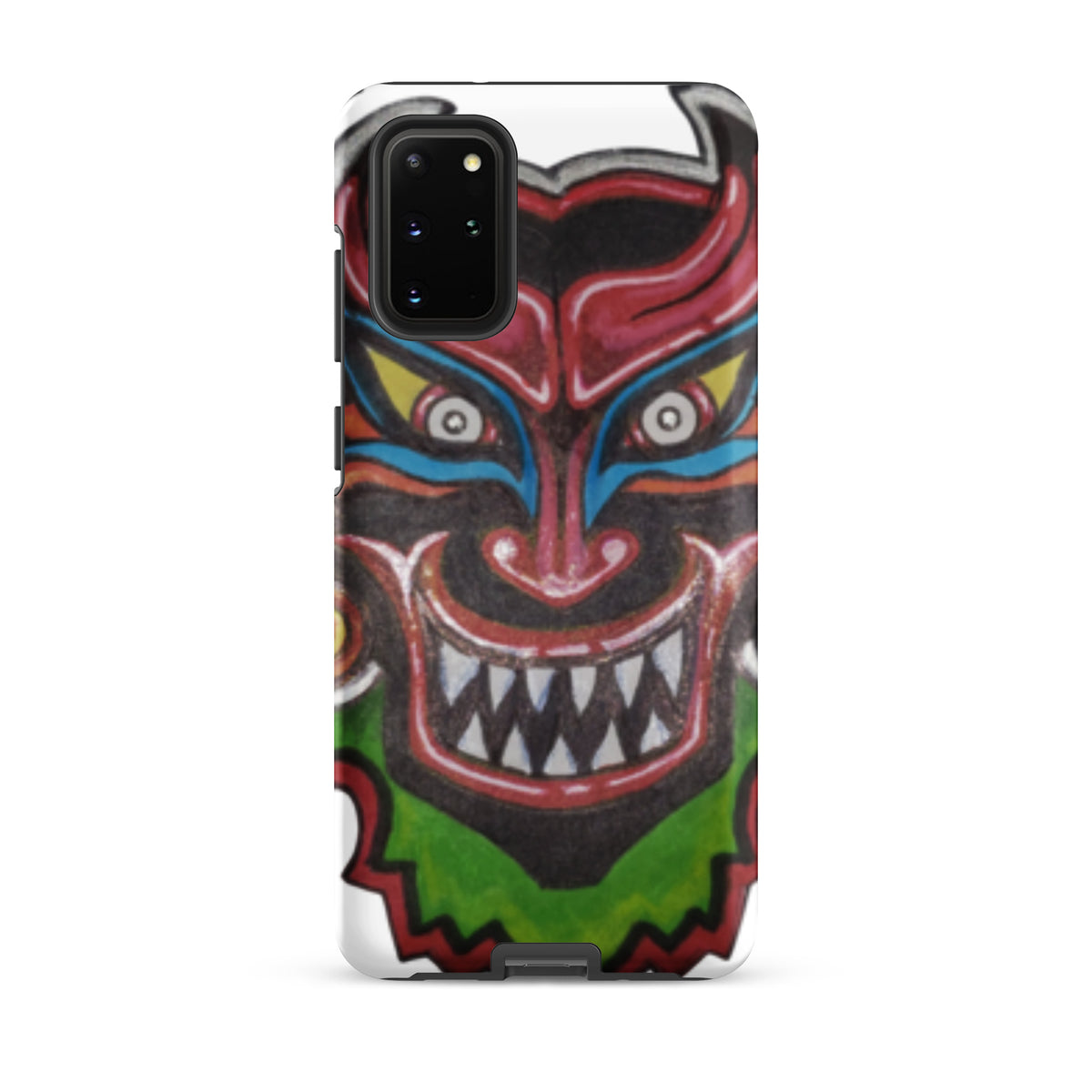 Dancing Demon Tough Case for Samsung Galaxy S20 Plus, matte finish, hand-drawn Diablos Danzantes mask design