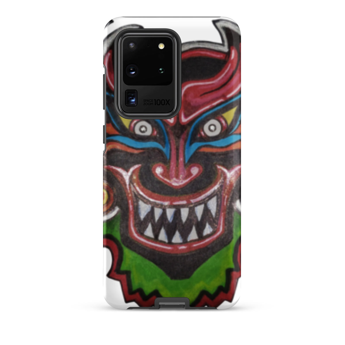 Dancing Demon Tough Case for Samsung Galaxy S20 Ultra, matte finish, hand-drawn Diablos Danzantes mask design