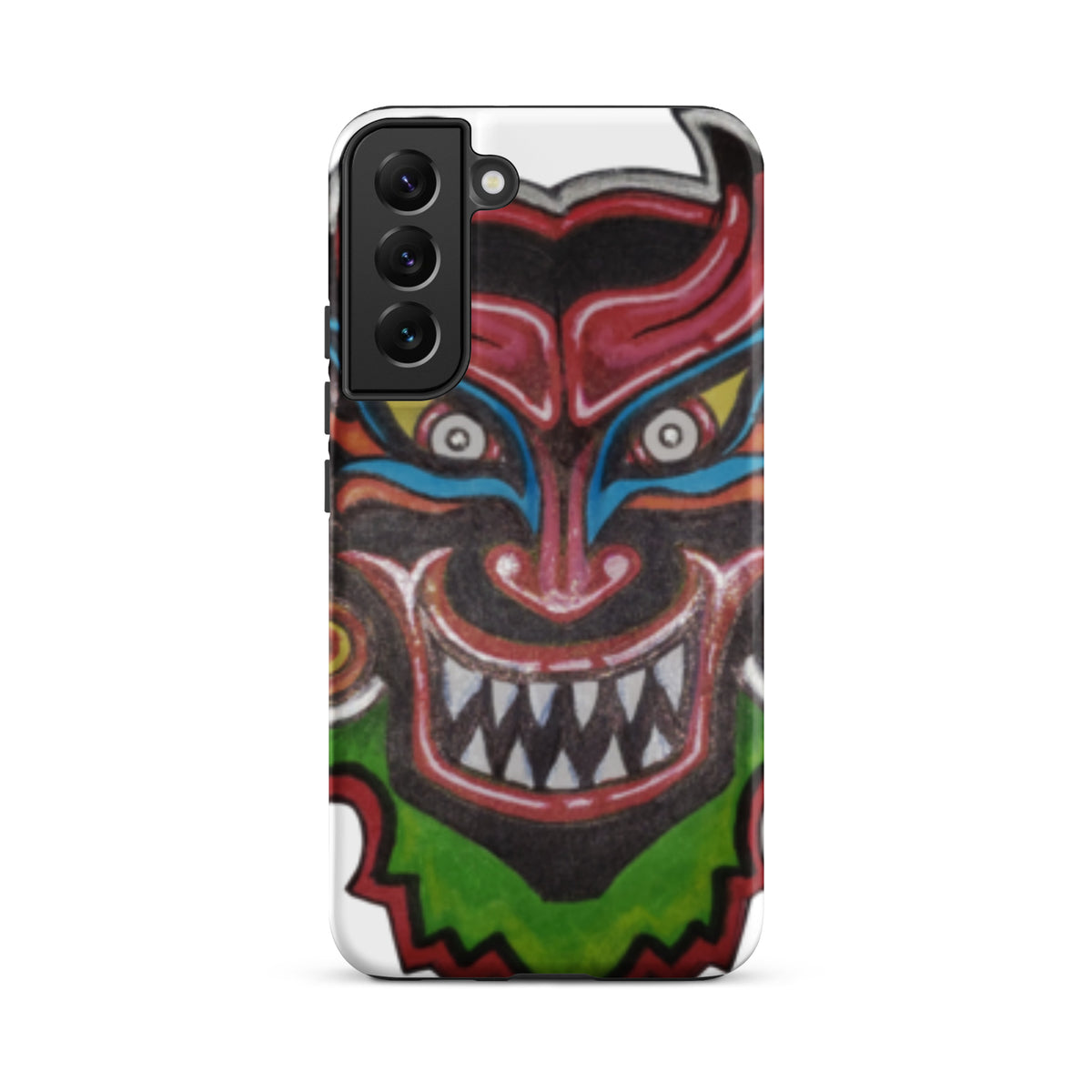 Dancing Demon Tough Case for Samsung Galaxy S22 Plus, matte finish, hand-drawn Diablos Danzantes mask design