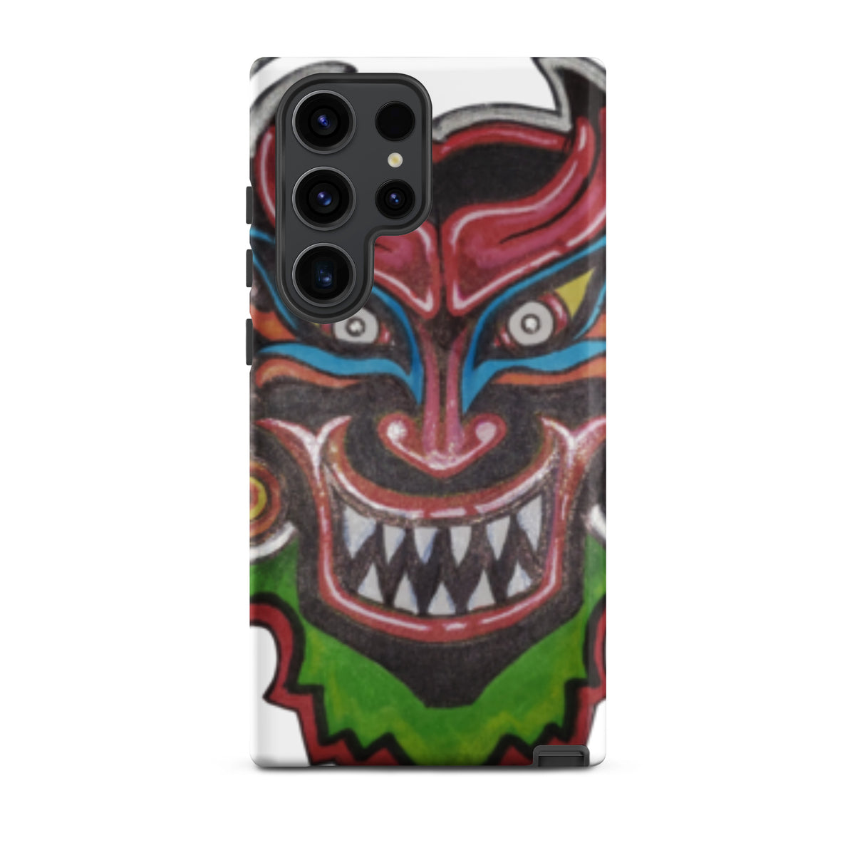 Dancing Demon Tough Case for Samsung Galaxy S23 Ultra, matte finish, hand-drawn Diablos Danzantes mask design