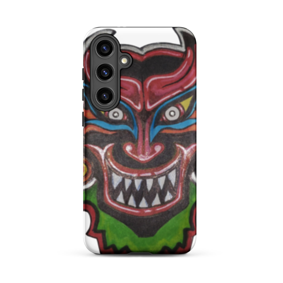 Dancing Demon Tough Case for Samsung Galaxy S24 Plus, matte finish, hand-drawn Diablos Danzantes mask design