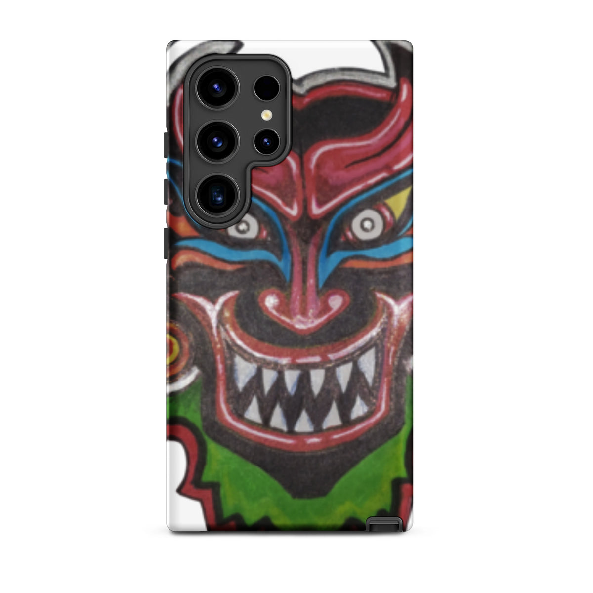 Dancing Demon Tough Case for Samsung Galaxy S24 Ultra, matte finish, hand-drawn Diablos Danzantes mask design