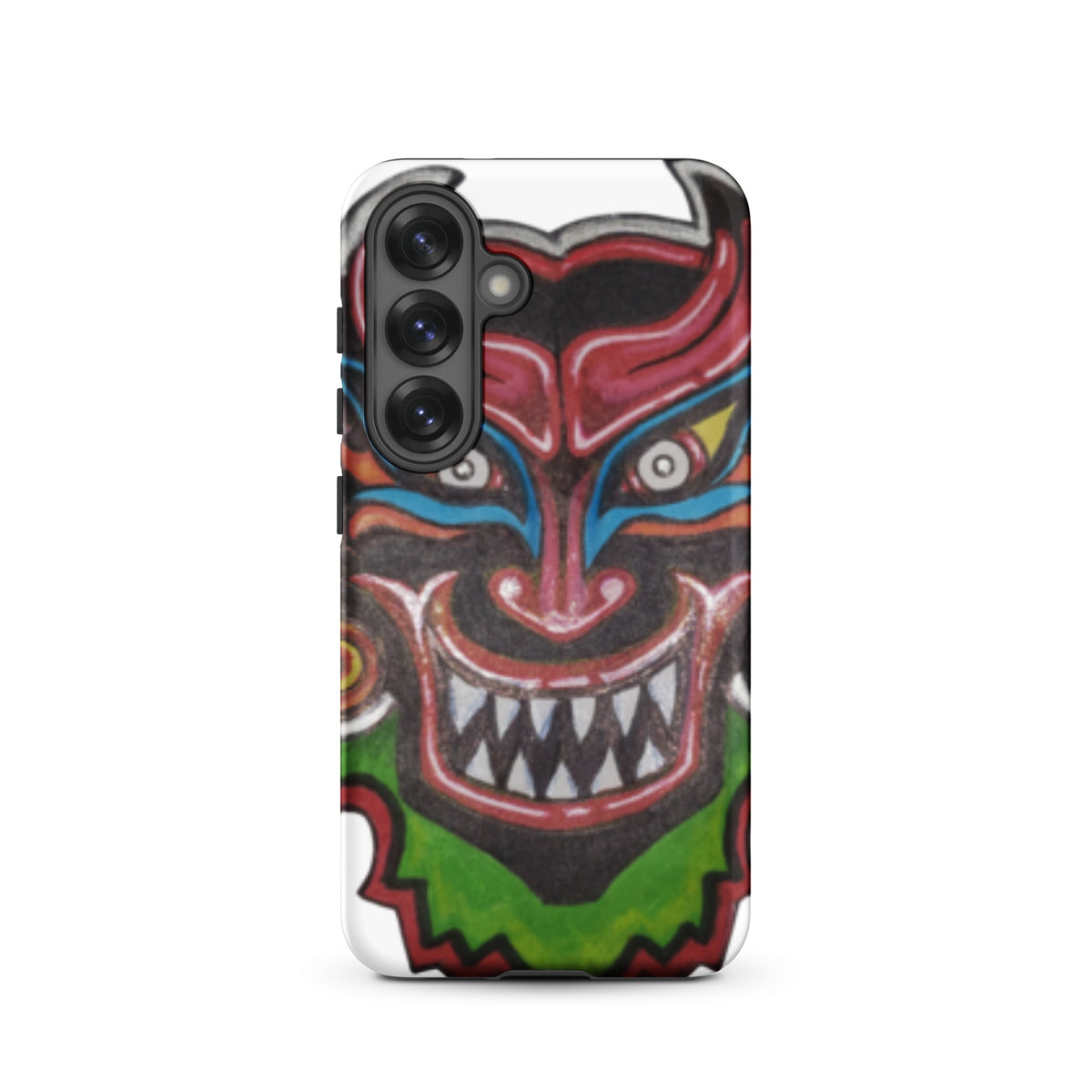 Dancing Demon Tough Case for Samsung Galaxy S25, matte finish, hand-drawn Diablos Danzantes mask design