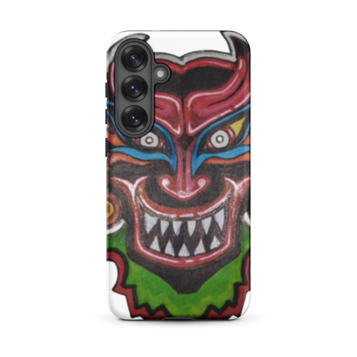 Dancing Demon Tough Case for Samsung Galaxy S25 Plus, matte finish, hand-drawn Diablos Danzantes mask design