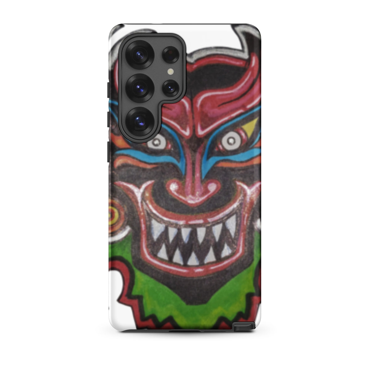 Dancing Demon Tough Case for Samsung Galaxy S25 Ultra, matte finish, hand-drawn Diablos Danzantes mask design