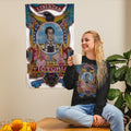 Black unisex sweatshirt with hand-drawn Simón Bolívar-inspired art – El Libertador sweatshirt by Bareta Fina Designs