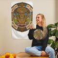Black unisex sweatshirt with hand-drawn pre-Columbian Sun God deity art by Bareta Fina Designs